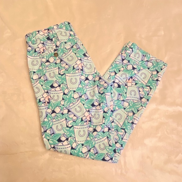 Vineyard Vines 145th Kentucky Derby Mint Julep Print Pants Mens 28x30 Chinos - Picture 8 of 9